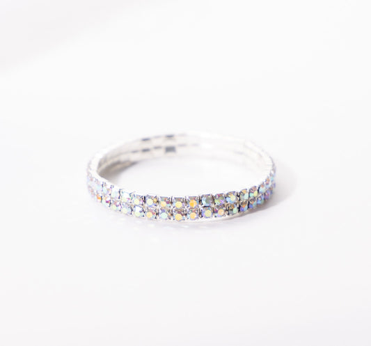 IRAMAT Glam Crystal Rhinestone Elastic Charm Bracelets - Gold, Silver, & Rose Gold Plated Bling Wristbands for Women - Wedding & Special Occasion Jewelry Gift