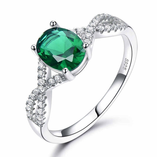 IRAMAT 925 Sterling Silver Emerald Zircon Ring | Women’s Fashion Jewelry | Perfect for Weddings & Special Occasions