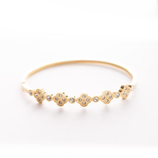 IRAMAT Gold Clover Crystal Bracelet - Elegant Women's Jewelry for Special Occasions & Daily Glam | Luxurious Sparkling Design